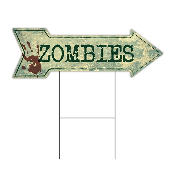 Signmission Zombies Arrow Yard Sign Funny Home Decor 30in Wide C-ARROW10-DS-999532 - main